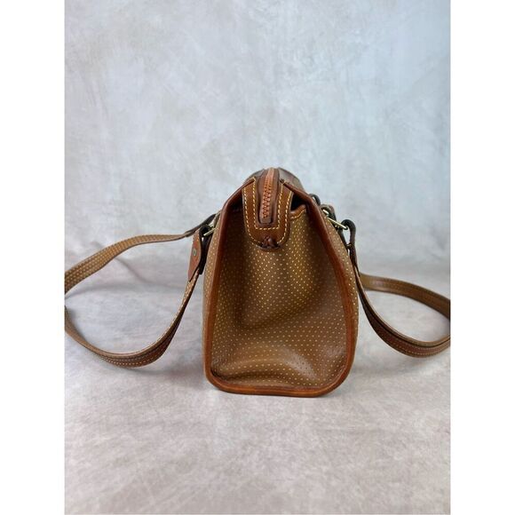 90s Dooney & Bourke Cabriolet British Brown Perforated Leather Satchel Shoulder - Picture 4 of 10